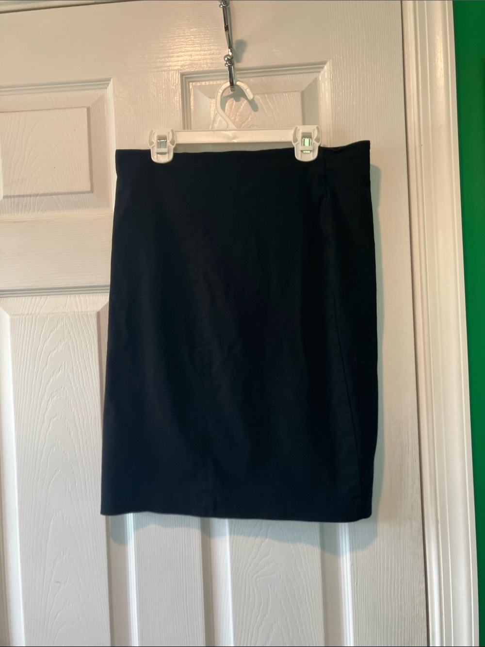 Grass collection 11 Black Pencil Skirt exposed silver back zipper knee length
